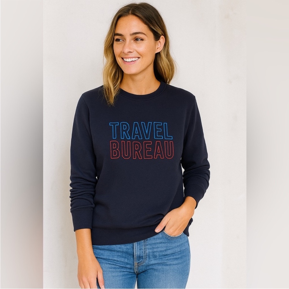 A.P.C Travel Bureau Crew Sweatshirt Dark Navy Size XS Unisex Casual Preppy